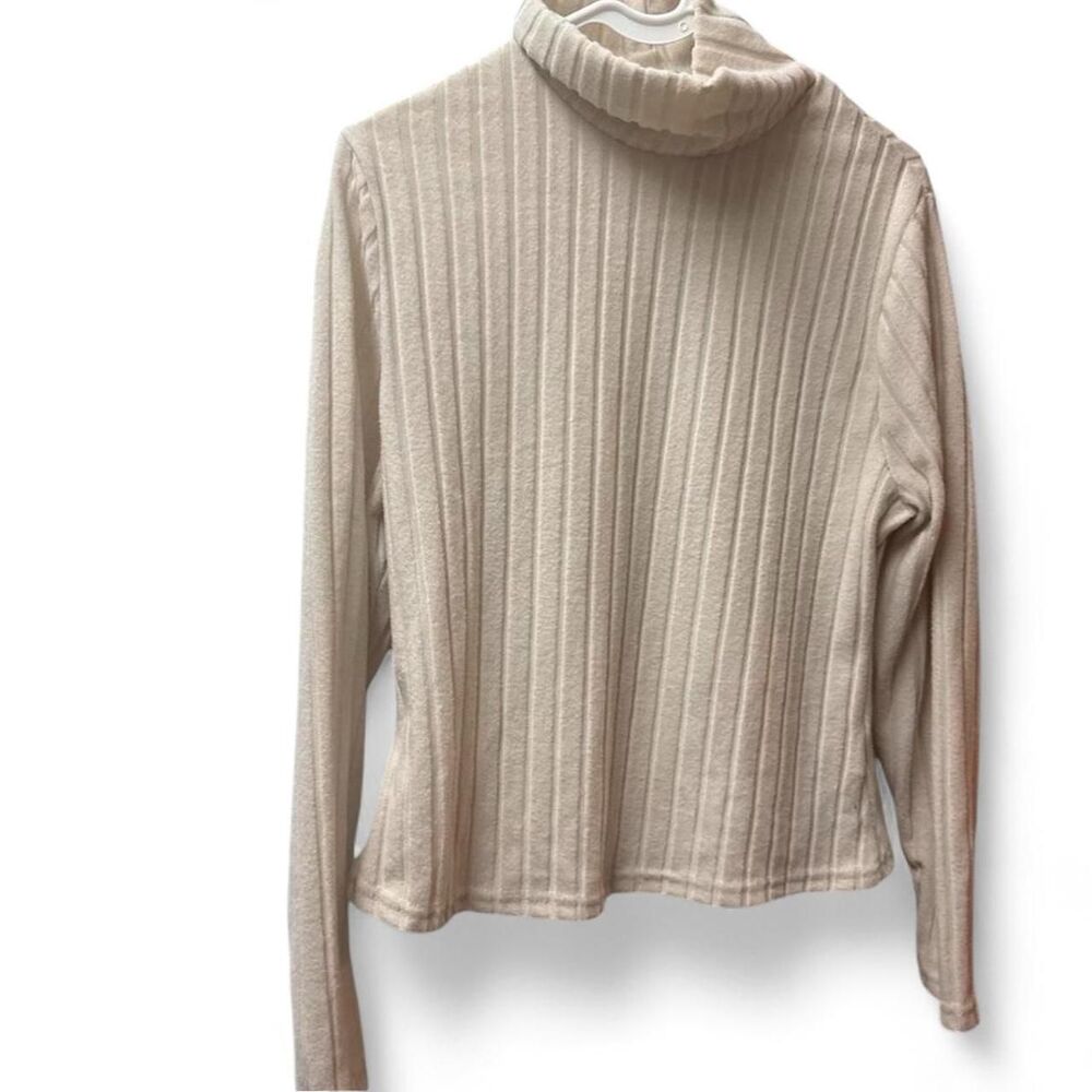 Cream Ribbed Turtleneck Sweater XL New Back to School